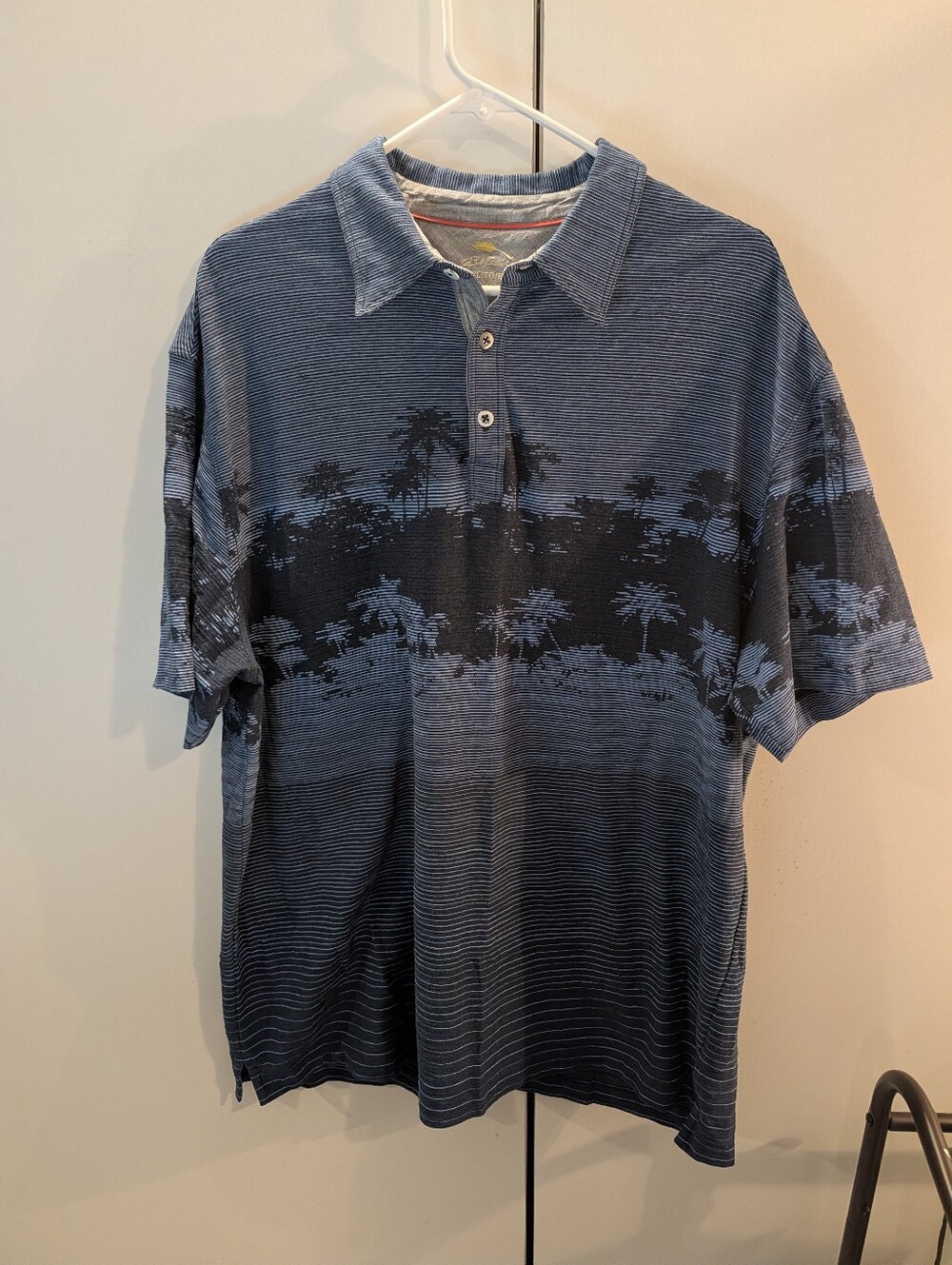 Bob Timberlake XL Men's Blue Tropical Print Polo Shirt